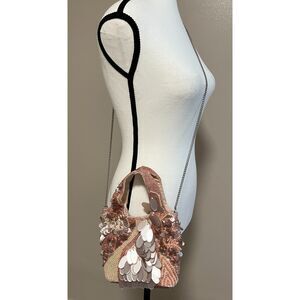 NWT Handcrafted in India pink beaded bag.